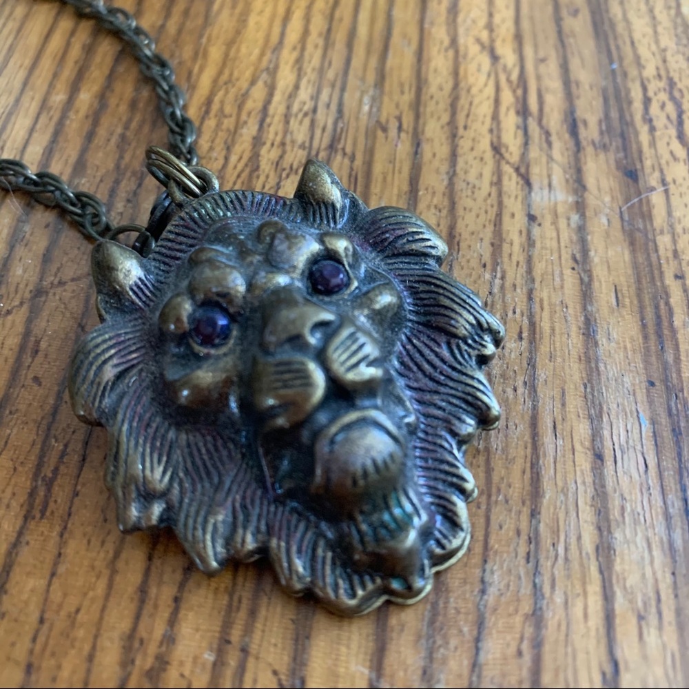 Vintage lion head necklace pendant pin Lannister - Picture 3 of 7